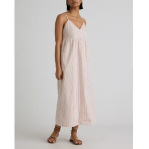 Quince Sleeveless Maxi Dress Women's Size Medium Terracotta Stripe 100% Cotton